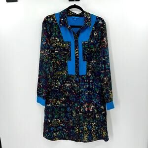 Derek Lam for Design Nation Long Sleeve Shirt Dress - Nightshade Multi - Medium